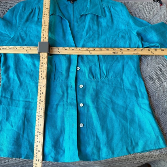 Talbots Blouse Pure Irish Linen Women 16p Petite Button Up Minimalist Resort - Picture 3 of 5